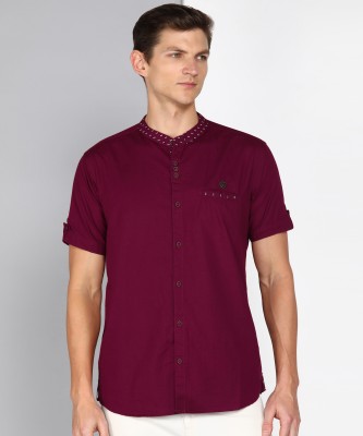 KUONS AVENUE Men Solid Casual Maroon Shirt