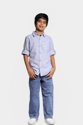 RAW OUTFITTERS Boys Solid Casual Purple Shirt