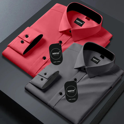 MBF66 Men Solid Casual Multicolor Shirt(Pack of 2)