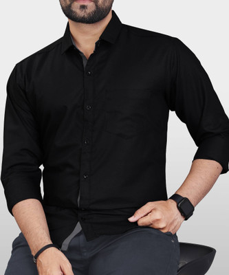NOIL Men Self Design Casual Black Shirt