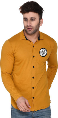 Lawful Casual Men Printed Casual Gold Shirt