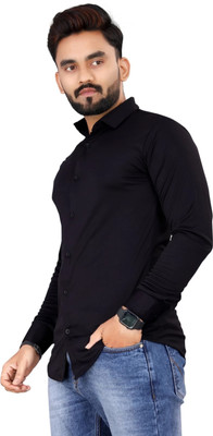 VARANI CREATION Men Solid Casual Black Shirt