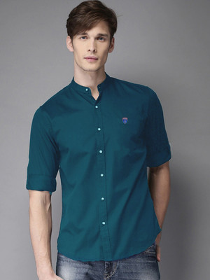 FUBAR Men Solid Casual Dark Blue Shirt