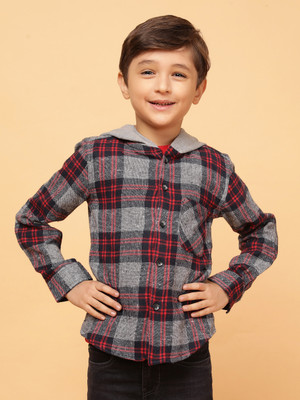 TALES & STORIES Boys Checkered Casual Red Shirt