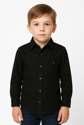 MiniJoy Boys Solid Casual Black Shirt