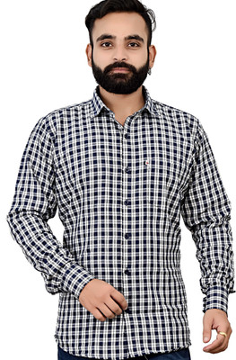 Trending Ayansh Men Solid Casual White, Dark Blue Shirt