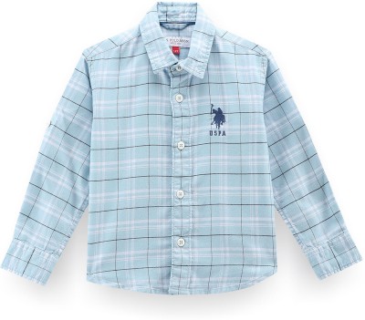 U.S. POLO ASSN. Boys Checkered Casual Blue Shirt