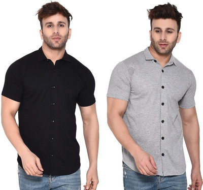 GEUM Men Solid Formal Multicolor Shirt(Pack of 2)