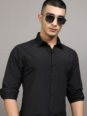 HIGHLANDER Men Solid Casual Black Shirt
