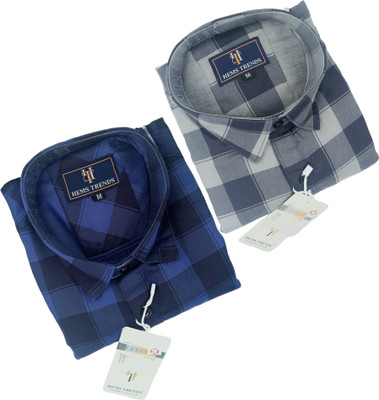 Hems trends Men Checkered Casual Multicolor Shirt(Pack of 2)