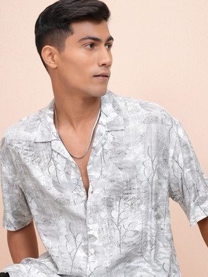 LOCOMOTIVE Men Printed Casual Grey Shirt