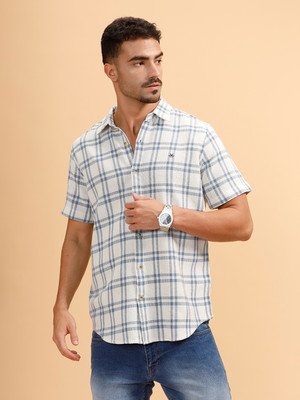 WROGN Men Checkered Casual White Shirt