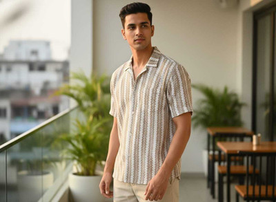 aahil fashion Men Self Design Formal Gold Shirt