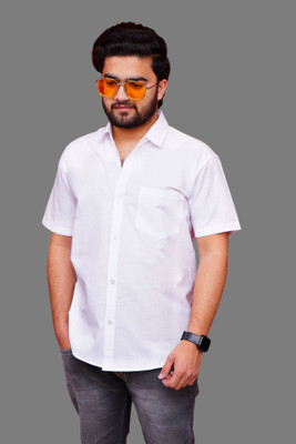 STICHVILLA Men Self Design Casual White Shirt
