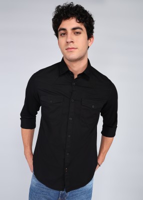 Spykar Men Solid Casual Black Shirt