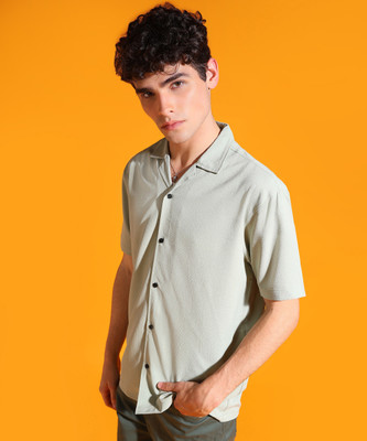 INDICLUB Men Solid Casual Light Green Shirt