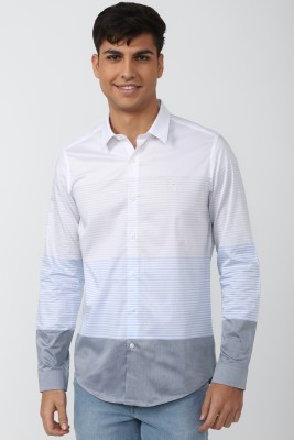 Simon Carter London Men Striped Casual White Shirt