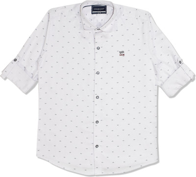 Charchit Boys Printed Casual Pink Shirt