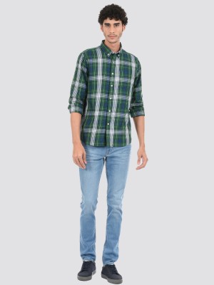 London Fog Men Checkered Casual Green Shirt