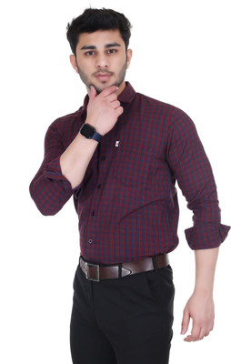 Arthz Fab Trend Men Checkered Casual Maroon, Blue Shirt