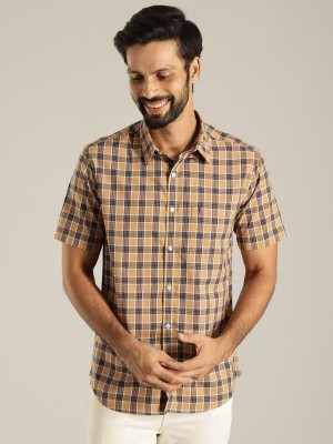 INDIAN TERRAIN Men Checkered Casual Brown Shirt