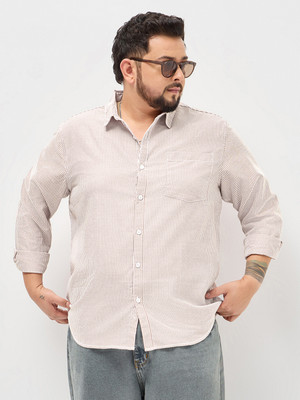 Urbano Plus Men Striped Casual Orange Shirt