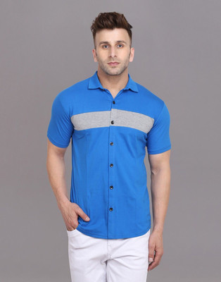 Blisstone Men Self Design Casual Blue Shirt