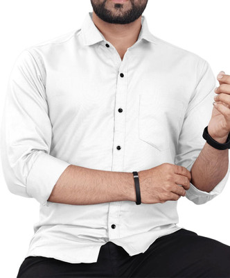 CLOSWIF CREATIONS Men Solid Casual White Shirt