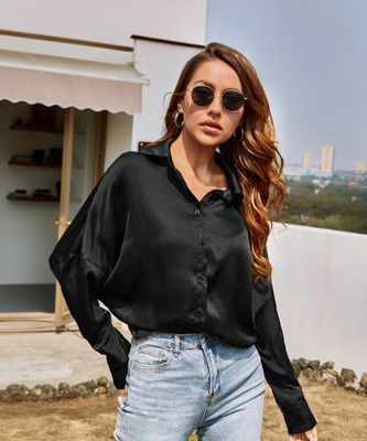 METRONAUT Women Solid Casual Black Shirt