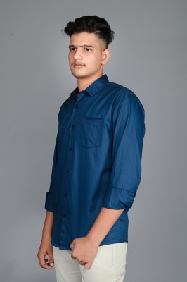 Tanip Men Solid Casual Blue Shirt