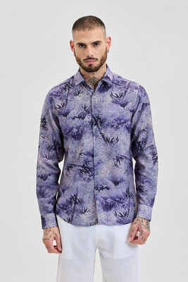 Snitch Men Self Design Casual Purple Shirt