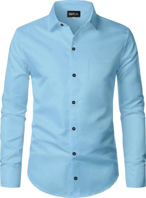 DHADUK Men Solid Casual Light Blue Shirt