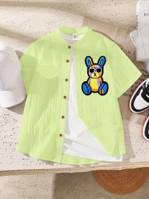 Solersun Boys Self Design Casual Green Shirt