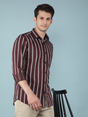 CRIMSOUNE CLUB Men Striped Casual Red Shirt