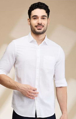 Rajkuwer Men Solid Casual White Shirt