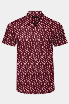 french crown Men Printed Casual Red Shirt