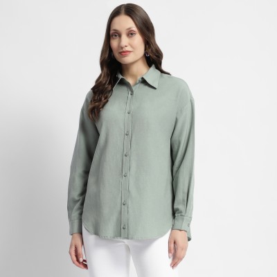 MADAME Women Solid Casual Green Shirt