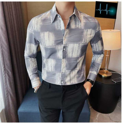 Pribha Fashion Men Printed Casual Grey Shirt