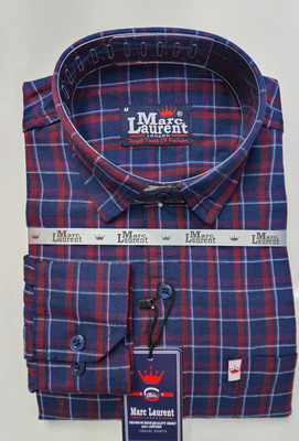Marc Laurent Men Checkered Casual Dark Blue, Red, Blue Shirt