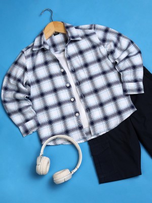 Hoop Boys Checkered Casual Blue Shirt