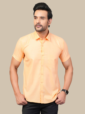 RENOUX Men Solid Casual Orange Shirt