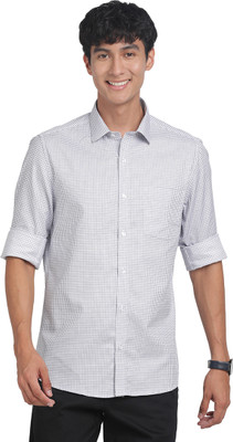TURTLE Men Checkered Formal Grey Shirt