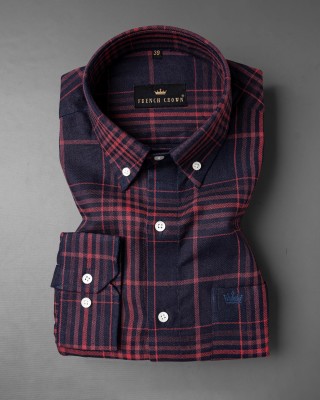 french crown Men Checkered Casual Red, Blue Shirt