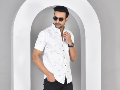 METRONAUT Men Printed Casual White Shirt