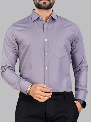 MILDIN Men Solid Formal Grey Shirt