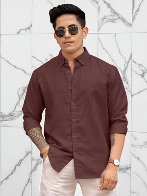 Yanthi Store Men Solid Casual Maroon Shirt