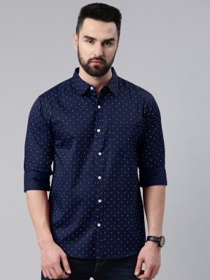 PROVOGUE Men Printed Casual Dark Blue Shirt