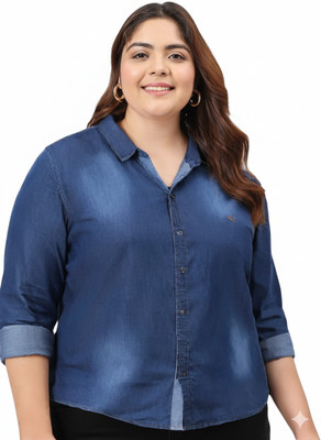 Styloketh Women Washed Casual Blue Shirt