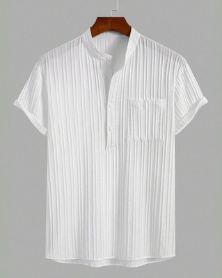 METRONAUT Men Self Design Casual White Shirt