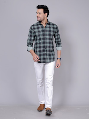 KAISERMEN Men Checkered Formal Grey Shirt